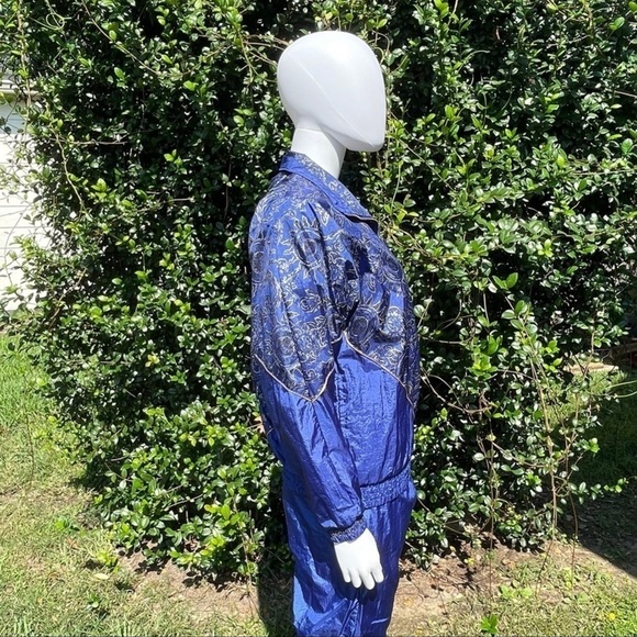 VINTAGE Chaver Graphic Print Royal Blue Parachute Ski Jacket & Pants - Picture 14 of 15